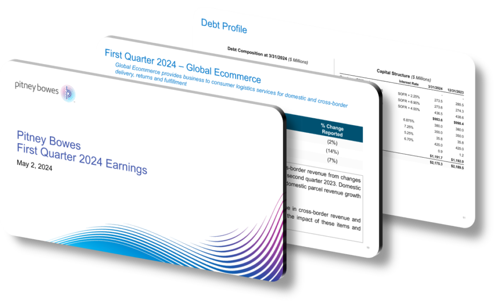 Q1 2024 Pitney Bowes Presentation Design Key Financial Highlights