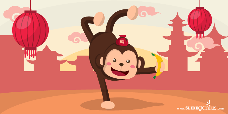 Monkey playing while holding a banana