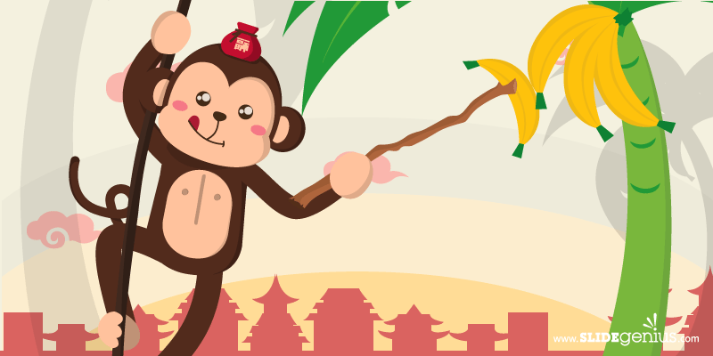 Monkey cleverly picked a banana from a tree