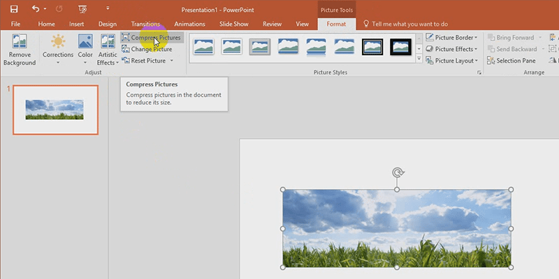 powerpoint 2013 compress picture tool
