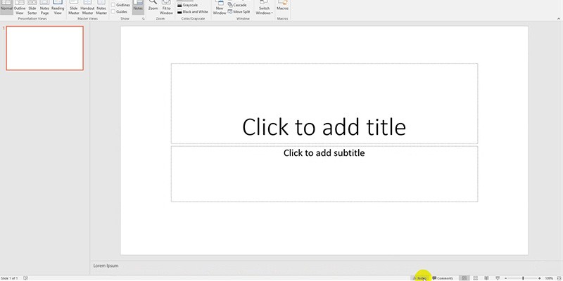 PowerPoint 2013 Tutorial: Notes area