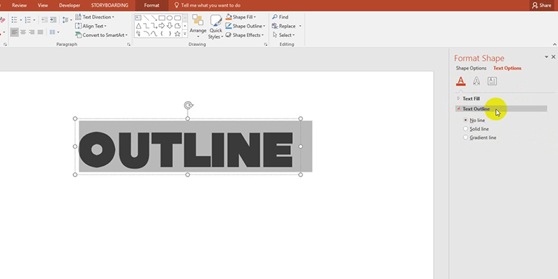 Outline Text Fonts in PowerPoint 2013 Tips: No line