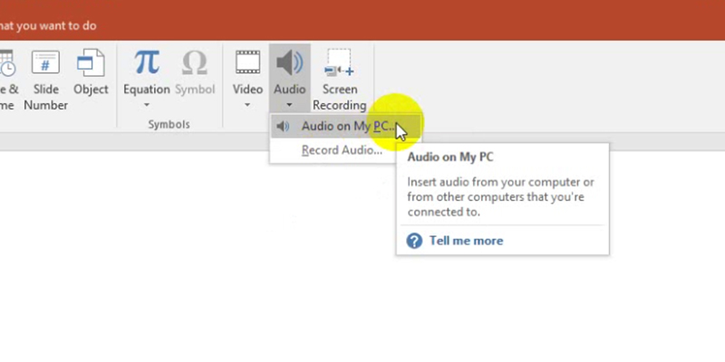 Embed audio in PowerPoint 2013: insert audio on my pc