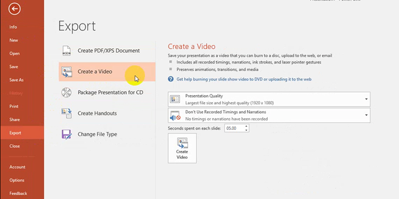 PowerPoint 2013 Video Tutorial: Create video