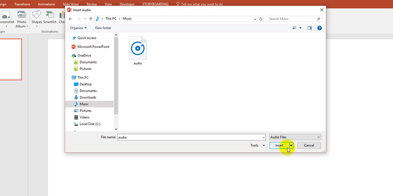 Embed audio in PowerPoint 2013