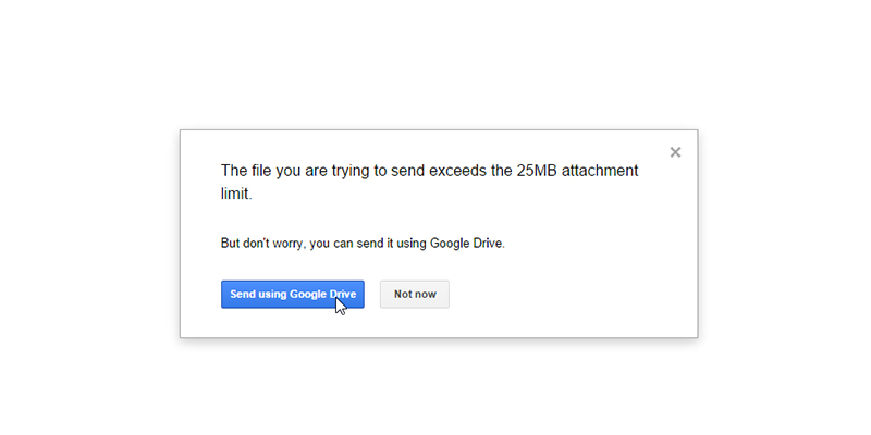 Google drive 25mb attachment capacity
