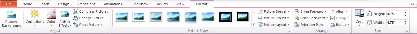 The Pictures Tool Format tab