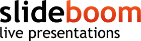 Logo with text "slideboom" in black and orange letters, and "live presentations" in smaller black letters underneath, perfect for your next pitch deck.
