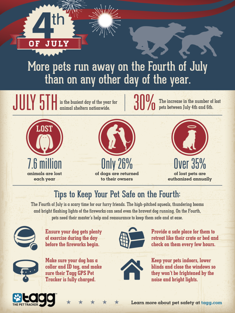 Keep your pet safe on the Fourth of July by Tagg.com