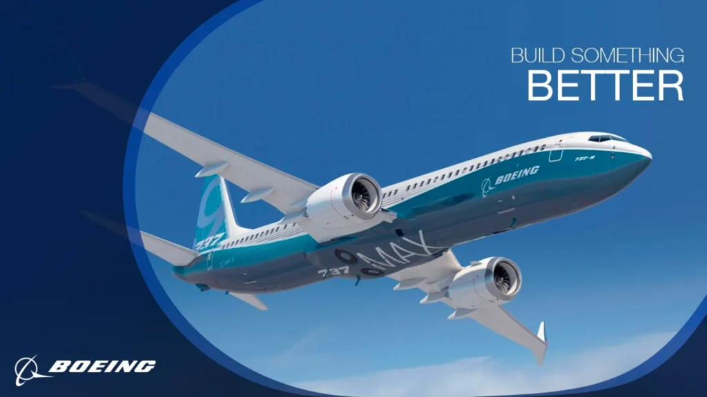 Boeing 737 MAX Aircraft in Clear Blue Sky Pitch Deck Slide Title Slide