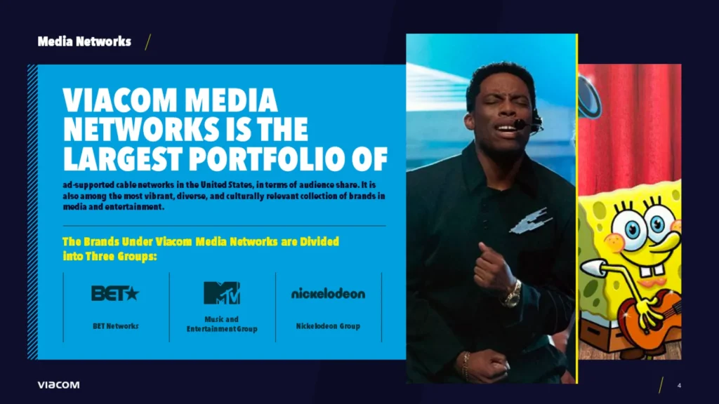 Media Networks Pitch Deck Slide - Viacom, BET, MTV, Nickelodeon Slide 4
