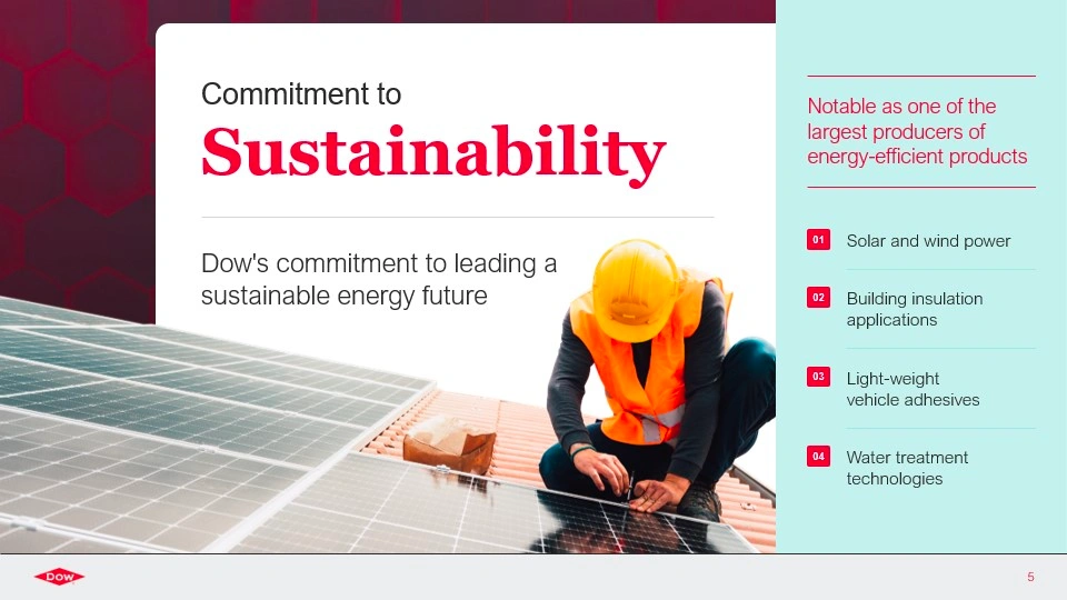 Dow Chemical Worker Inspects Solar Panels for Sustainable Energy Initiatives Slide 5