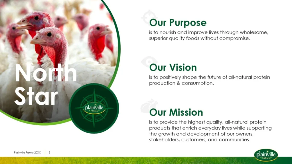 Plainville Farms Turkey Slide Template - Purpose Vision Mission Slide 5