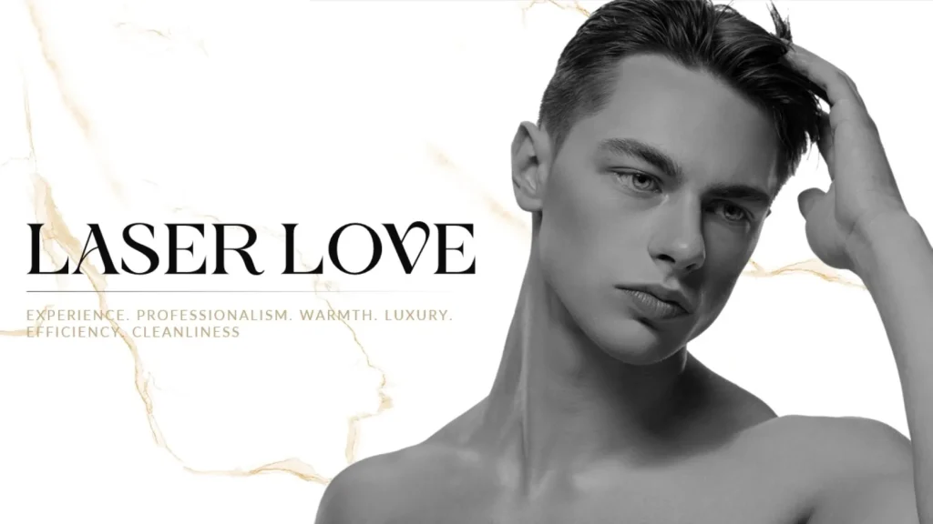 Laser Love Black and White Shirtless Man Marble Background SlideGenius Portfolio Retail Image Slide 2