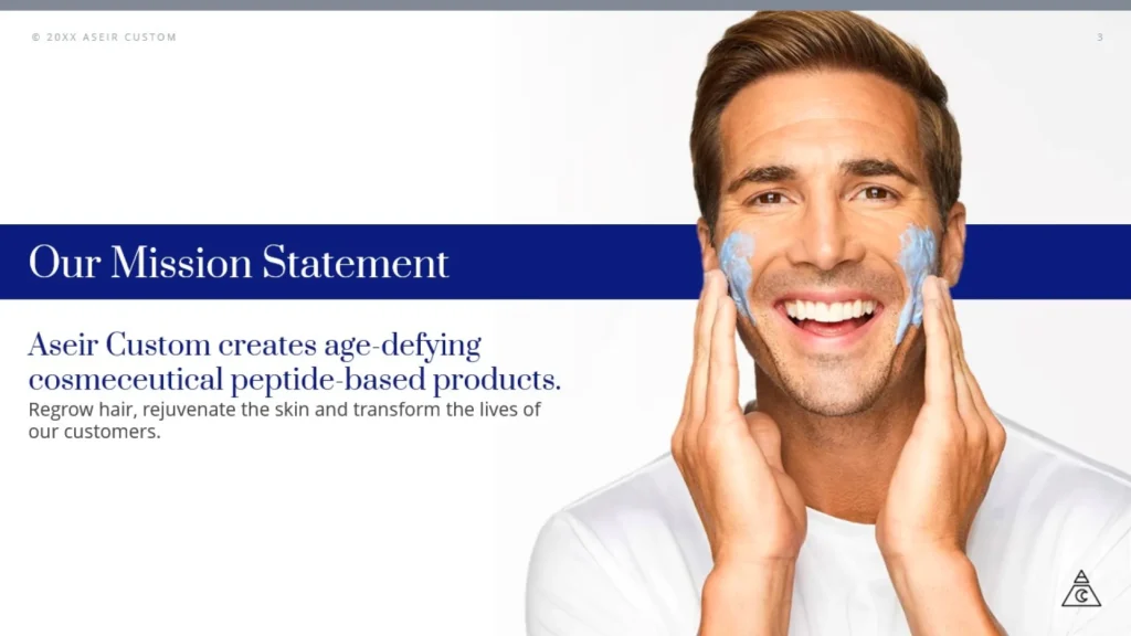 Close-up Smiling Man Applying Skincare - Aseir Custom Mission Statement Slide 3
