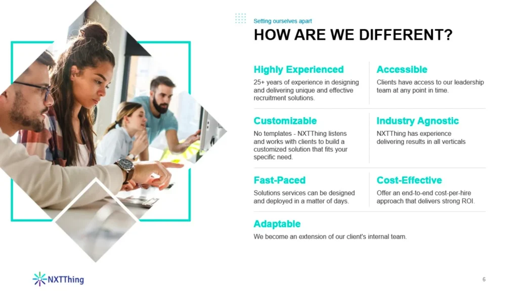 Team Collaboration Presentation - NXTThing Portfolio Highlights Staffing & Recruiting Benefits Slide 6