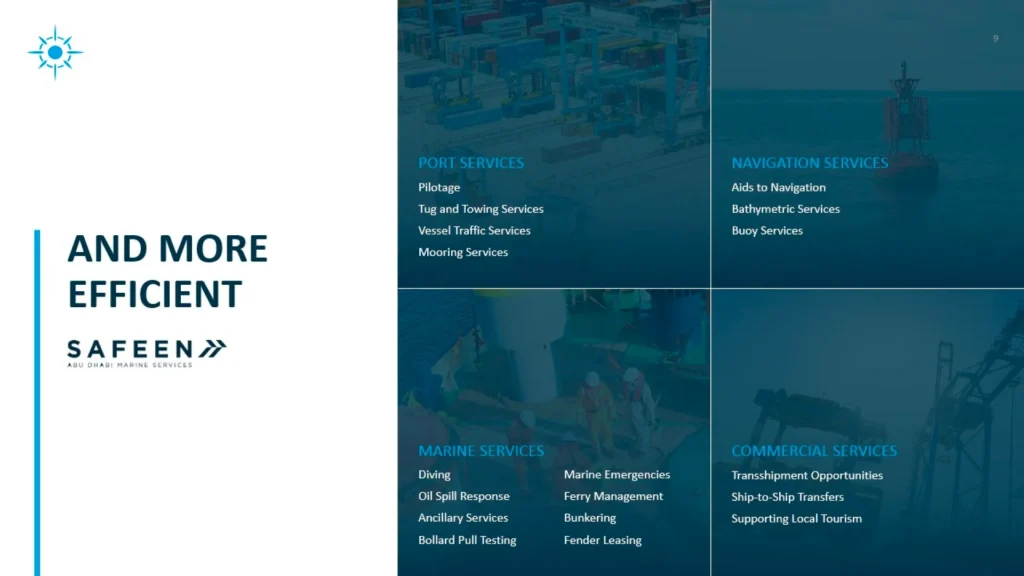 SAFEEN Marine Services PowerPoint Template - Abu Dhabi Ports Slide 9
