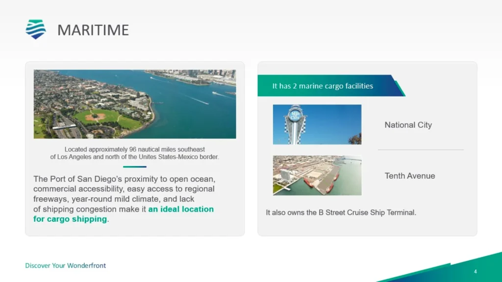 San Diego Maritime Facilities Slide - Port of San Diego Presentation Slide 4