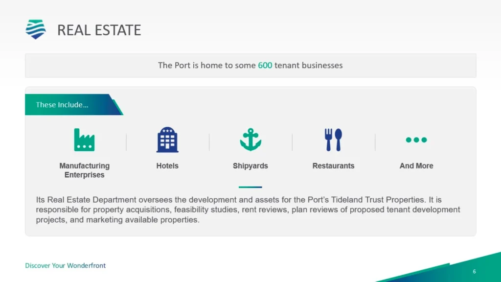 Real Estate Overview - Port of San Diego Tenant Businesses Slide 6
