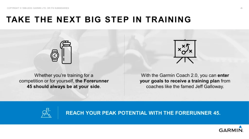 Garmin Forerunner 45 Promotional Ad – Personal Training & Competition Slide 5