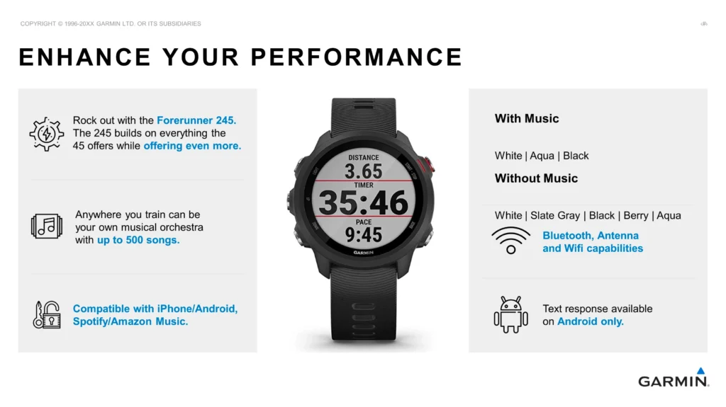 Garmin Forerunner 245 Music Smartwatch - Compatible with iPhone/Android, Spotify & Amazon Music Slide 6