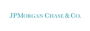 The logo of JPMorgan Chase & Co. is displayed in a light blue color on a transparent background, making it an ideal addition to any pitch deck or slide template.
