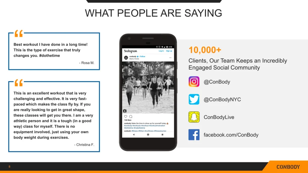 ConBody Testimonial Slide - Social Media Highlights & Client Success Slide 8