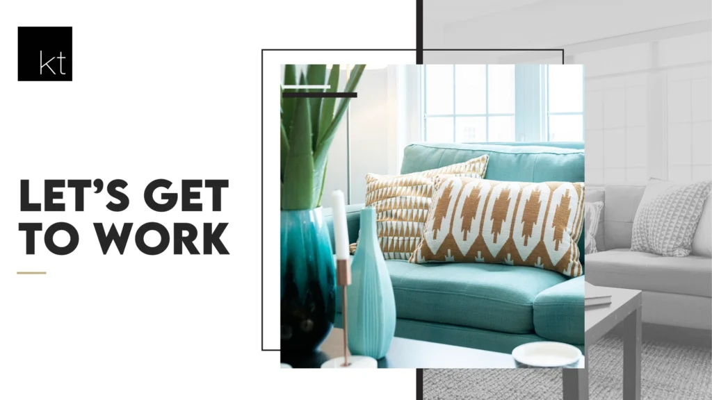 Cozy Workspace with Teal Sofa and Pitch Deck Essentials - KT Realty Portfolio Slide 9