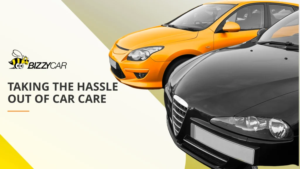 BizzyCar Slide Template - Hassle-Free Car Care Graphic with Bee Logo Title Slide