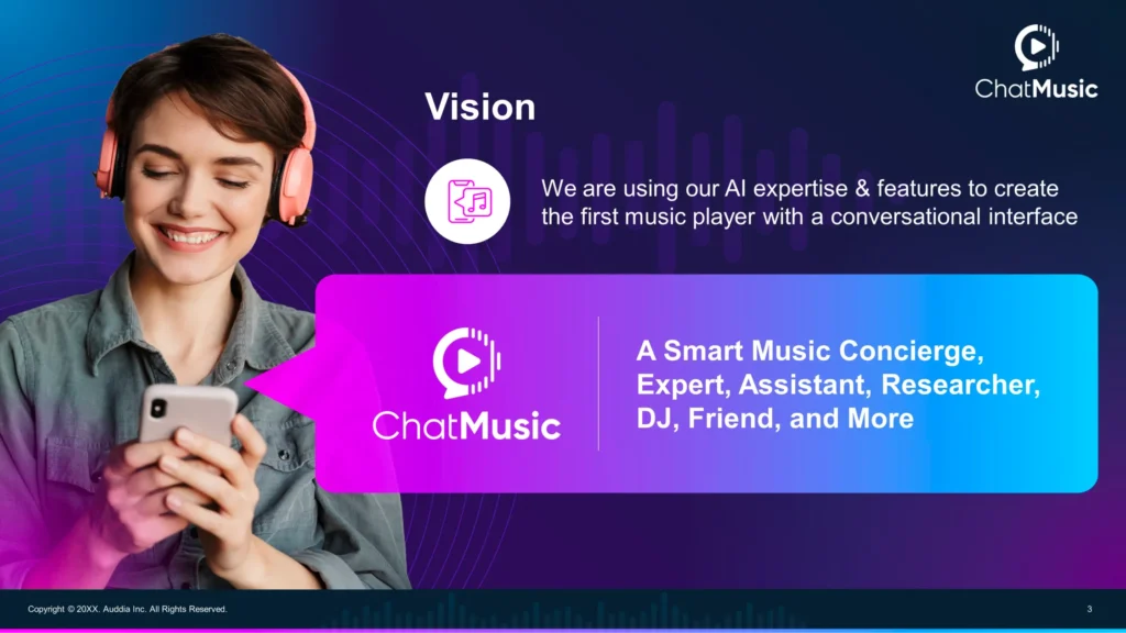 ChatMusic Vision Statement Slide - Smart Music Concierge Concept Slide 3