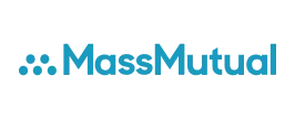 MassMutual logo featuring the company's name in blue text on a white background, next to a blue graphic of interconnected dots representing network or growth, perfect for your next presentation.