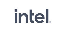 The slide shows the Intel logo. The word 