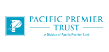 Logo of Pacific Premier Trust with a blue, abstract bird icon on the left. The text 