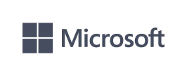 A dark-colored Microsoft logo with a square emblem divided into four smaller squares on the left and the word 