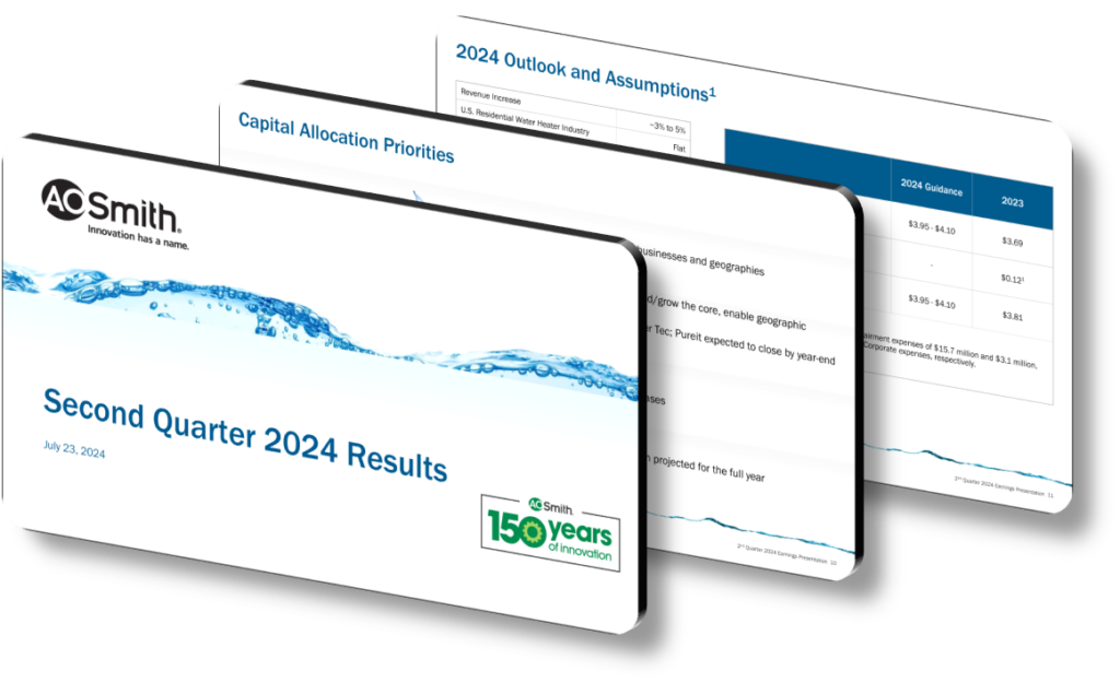 Q2 2024 A.O. Smith Design Record Sales & Market Growth SlideGenius