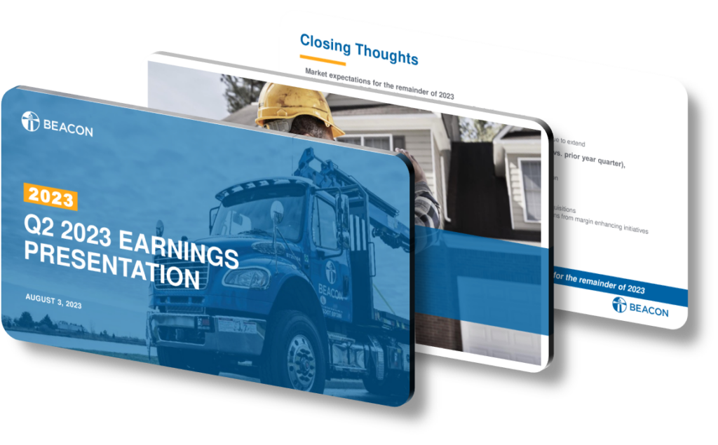 Beacon Roofing's Q2 2023 Presentation Design Success | SlideGenius