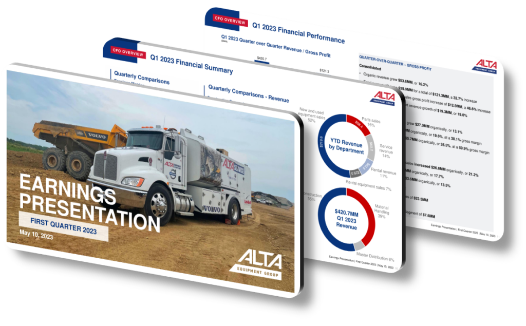 Alta Equipment Group's Q1 2023 Presentation Design Highlights SlideGenius